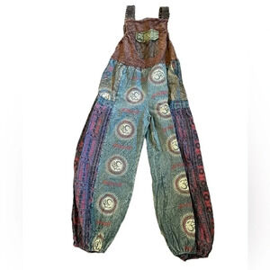 Kala Imports Patchwork Hippy Jumpsuit/overalls Handmade in Nepal One size NWOT
